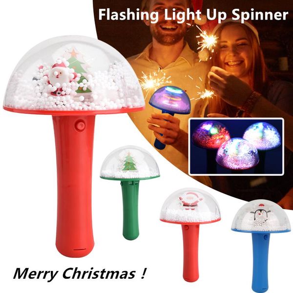 

rotating glowing christmas stick merry christmas flashing light up spinner santa claus music handheld windmill home party decor