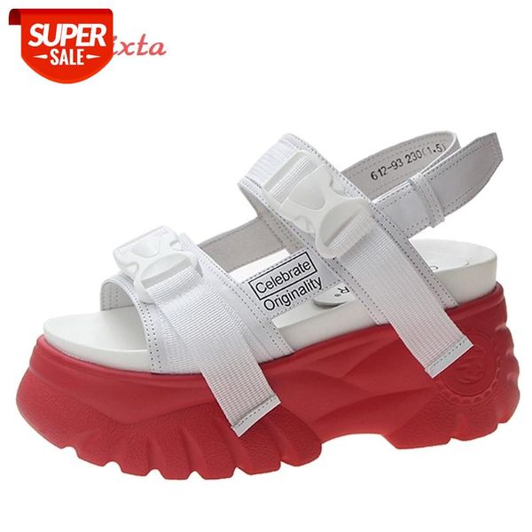 

aphixta summer wedges heels platform slippers women sandals thick sole ladies buckle shoes woman zapatillas chinelo sandalia #mc0z, Black