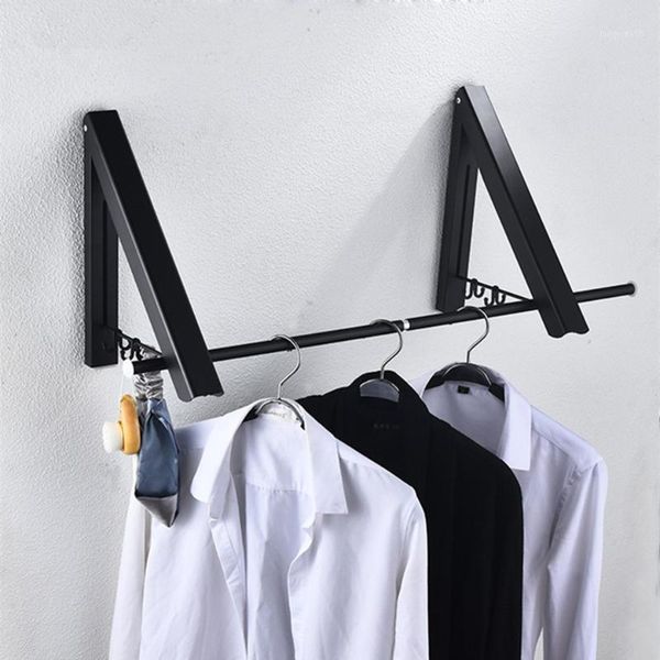 

bathroom wall mounted black clothes hanger indoor outdoor cloth drying rack retractable aluminium hanger laundry balcony1