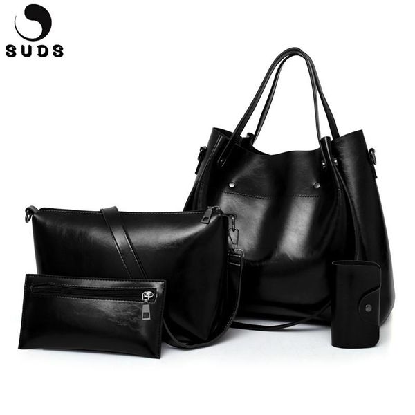 

suds brand women bag set 4pcs leather handbags large capacity female crossbody bag purse handle composite bolsa feminina