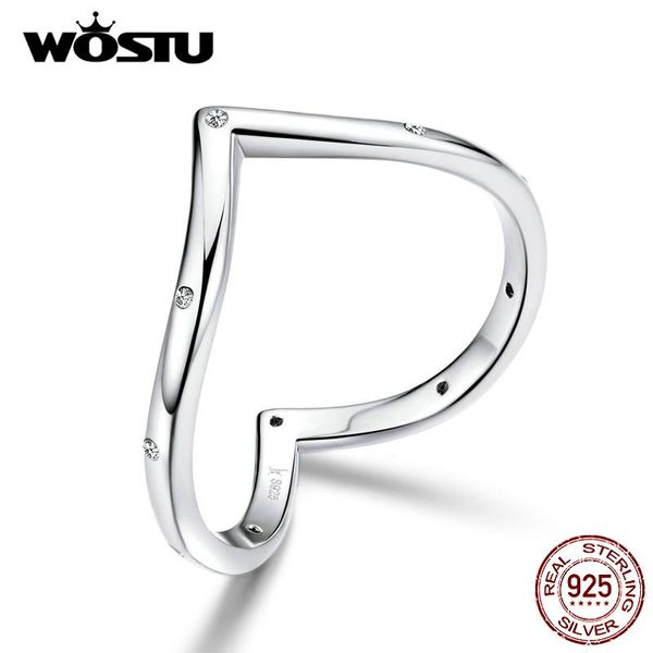 

cluster rings wostu genuine 925 sterling silver love shape simple design 2021 fashion jewelry for women wedding party ring gift cqr622, Golden;silver