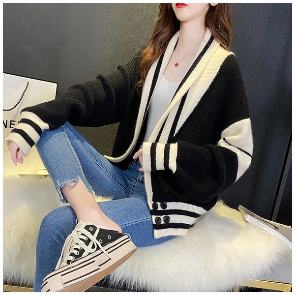 

freshstyle women's knitting cardigan 2020 spring and autumn new women's loose lantern sleeve coat sweatersweater sweater trend vm9, White;black