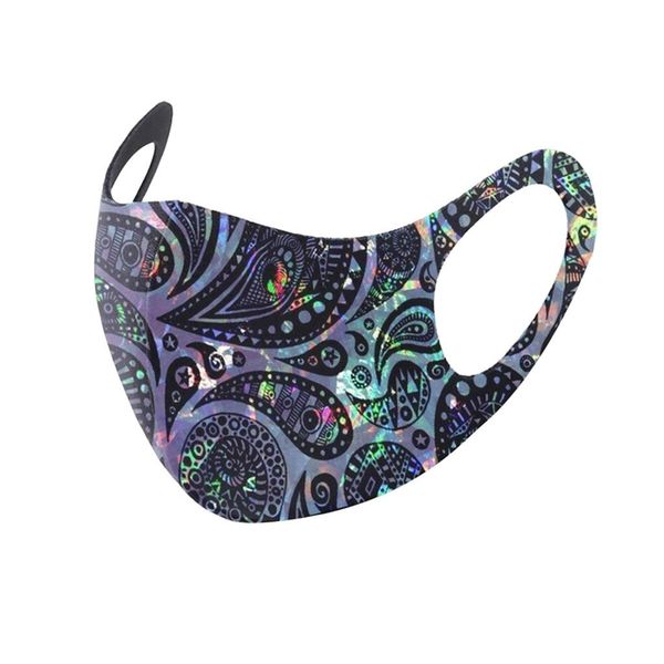 

fashion designers face masks foreign trade style breathable ice silk multicolor printing thin section washable waist mask