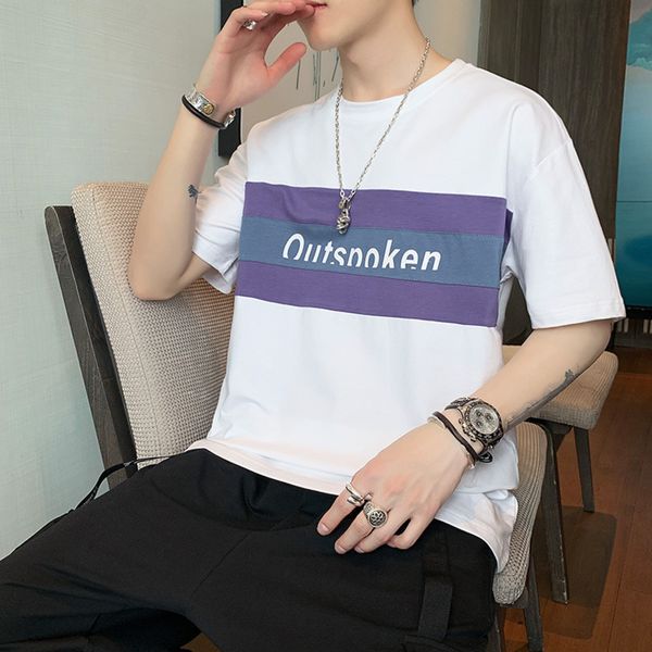 

clothing 2020 summer new short sleeve men's korean version men's t-shirt t-shirt loose casual one button ncaxy, Blue
