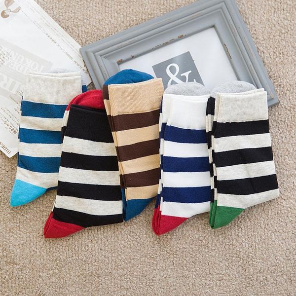 

men's socks men women cotton casual autumn thermal comfortable middle tube stripe1, Black