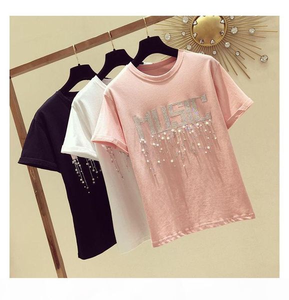 

20190502 a new loose flash star letter printed t-shirt, White