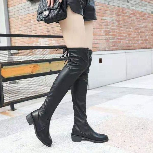 

thin women's over-the-knee boots 2020 autumn new flat-bottomed female long boots net red all-match women1, Black