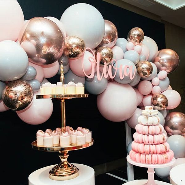 

arch 87 kit pcs macaroon balloons pastel grey pink balloons garland rose gold confetti globos wedding party decor baby showe t2005