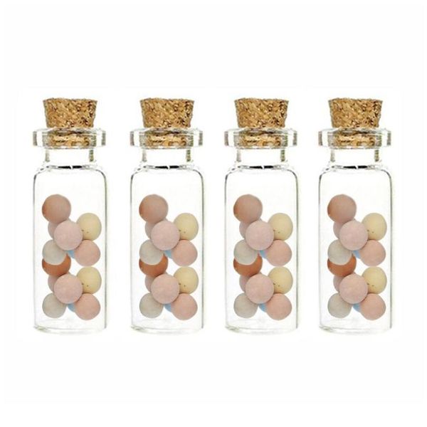 

4pcs/lot 10ml mini glass bottle vials empty sample jars with cork ser glass bottle message vial weddings wis bbyoad