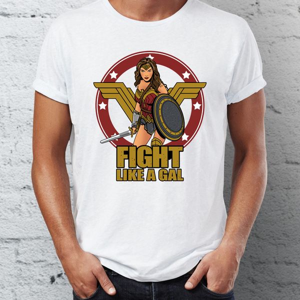 

men's t shirt featuring wonder woman fight like a gal dc superhero tee sport hooded sweatshirt hoodie