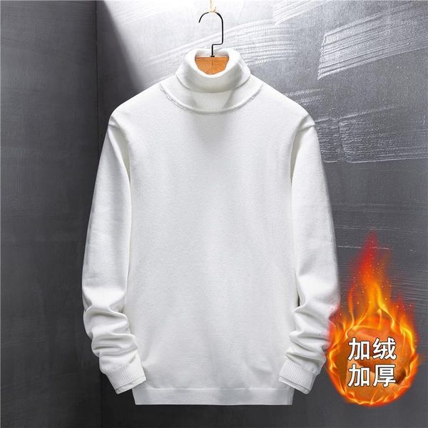 

autumn/winter 2020 new men's korean trend sweater turtleneck sweater personality thread coat thickening1, White;black