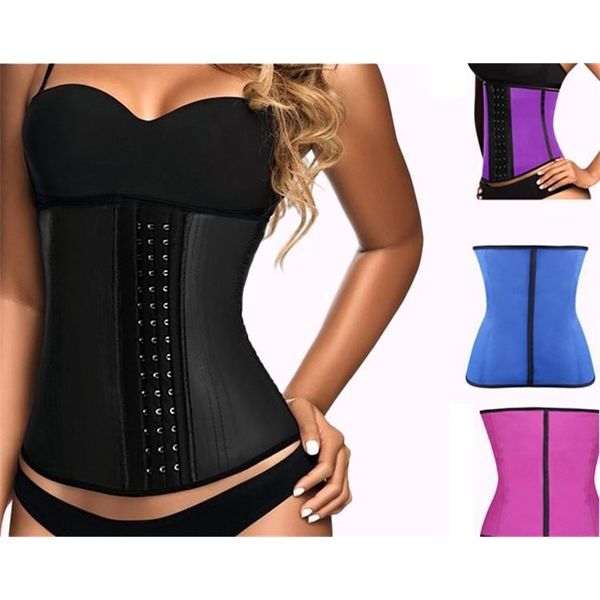 

latex waist trainer corset 9 steel bone shapewear body shapers women corset slimming belt waist shaper cinta modeladora ift lj200814, Black;white