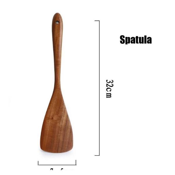 

new 2019 teak unpainted solid wood spatula kitchen cookware stir-fry soup wooden spoon wooden shovel kitc wmtapv dh_seller2010