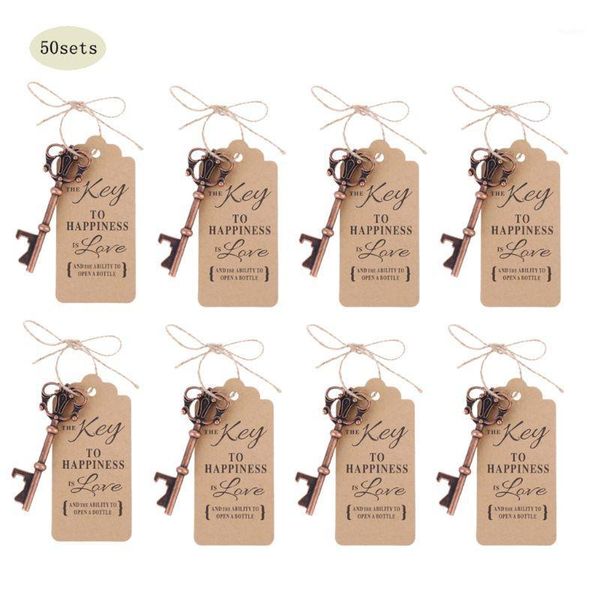 

50x vintage key bottle opener +tag card wedding party favors souvenirs1