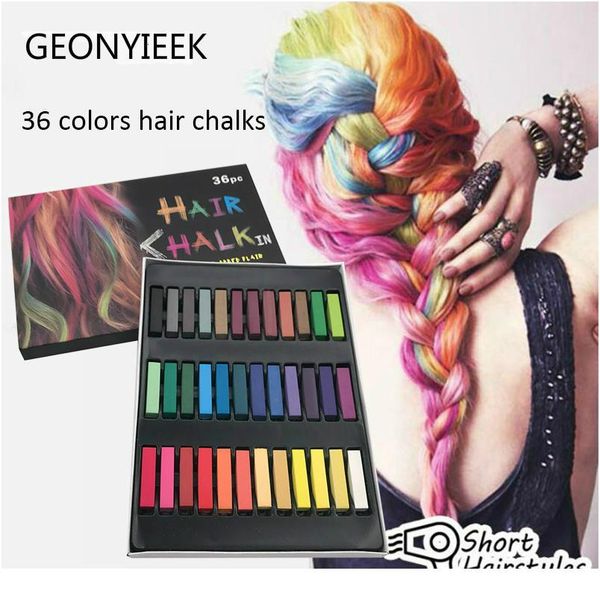 

24/36colors pins non-toxic temporary pastel square hair dye color chalk hair styling tools hair color comb cra jllfik, Silver