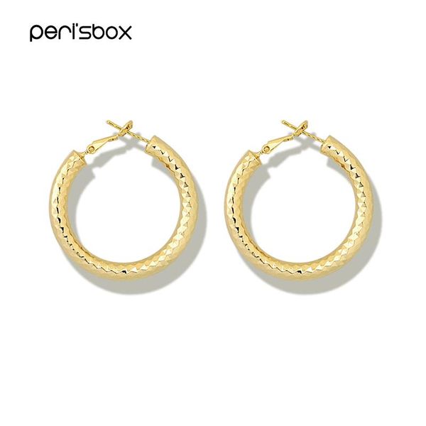 

peri'sbox fashion gold silver color thick hoop earrings women jewellery circle earrings minimalist geometrical earring statement, Golden;silver