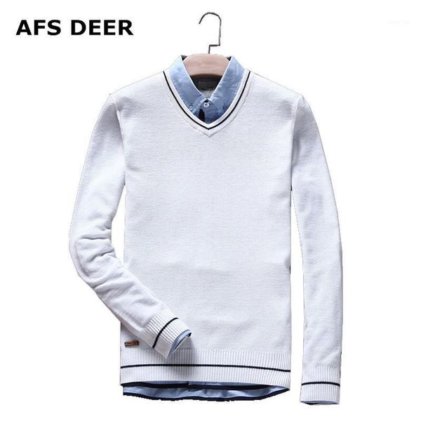 

men's v-neck cotton sweater jumpers pullover 2020 autumn winter new fashion causal solid male brands handknit wool sweater1, White;black