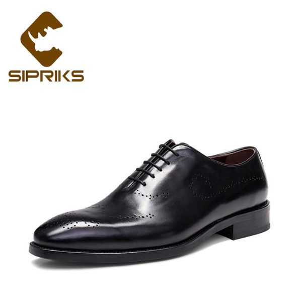 

sipriks mens sewing welted shoes full grain leather black oxfords rubber sole dress shoe carved brogue flats men social shoes