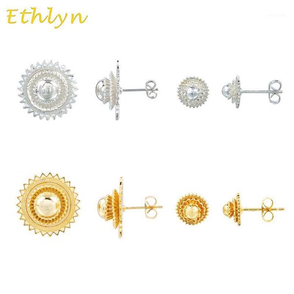 

stud ethlyn small ethiopian earring gold color 1cm & 2cm for girls e0461, Golden;silver