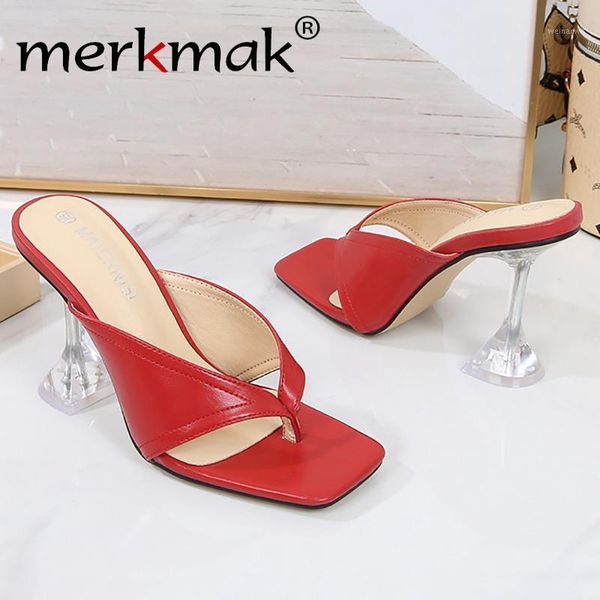 

merkmak 2021 women slipper summer outdoor sandal slip on flip flop ladies brand new thin high heels slides elegant women shoes1, Black
