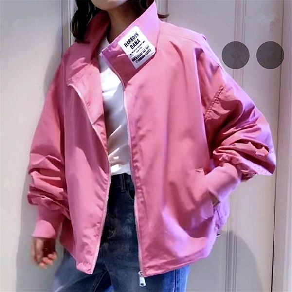 

осень свободные карманы harajuku куртка для женщин японии хип-хоп уличная одежда женские пальто осени повседневная печатная буква куртки, Black;brown
