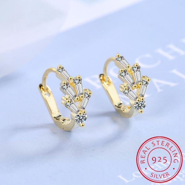 

hoop & huggie 100% 925 sterling silver cute dazzling flower cz earring s925 earrings for women girl teen jewelry gift ds2116, Golden;silver