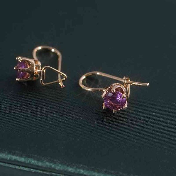 

exquisite women drop earrings jewelry shiny amethyst zircon wedding engagement party girl gifts fashion stud, Golden;silver