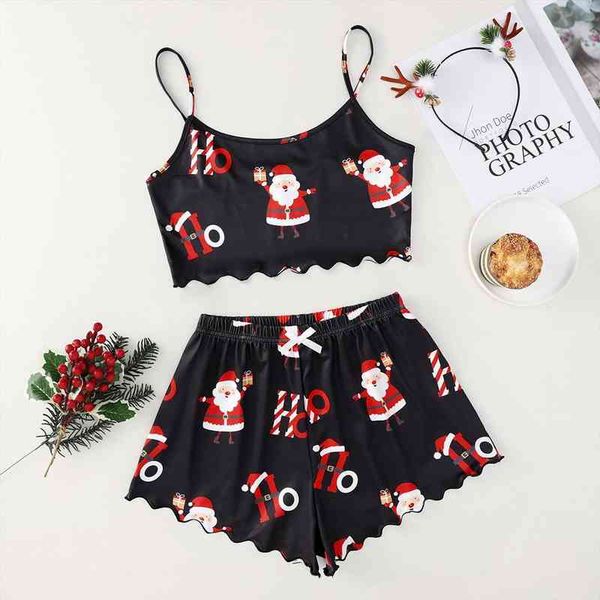 

women christmas pajama sets female satin cotton sleepwear set patchwork colour ladies seamless nightwear v-neck home clothes, Black;red