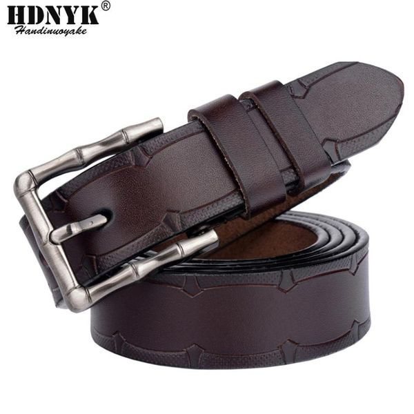 

good quality real cowskin leather vintage designer belt women bamboo embossment design belt women retro emboss strap belts, Black;brown