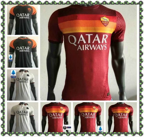 

player version 20 21 as roma soccer jerseys 2020 2021 dzeko perotti pastore zaniolo totti kolarov rome jersey men football shirt uniforms, Black;yellow