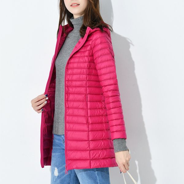 

autumn and winter 2020 new lightweight middle long korean large slim women's down jacket, Black