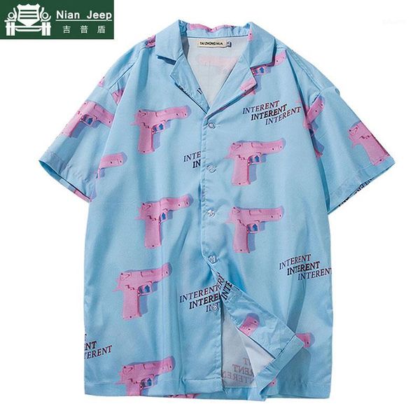 

streetwear printed shirts men summer short sleeve hawaii beach shirt women fashion shirts male harajuku chemise homme -2xl1, White;black
