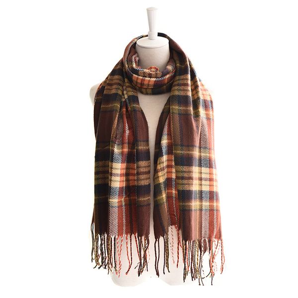 

fashion scarf factory direct sales european and american autumn and winter new womens fashion warm blanket tassel plaid scarf scarf hu, Blue;gray