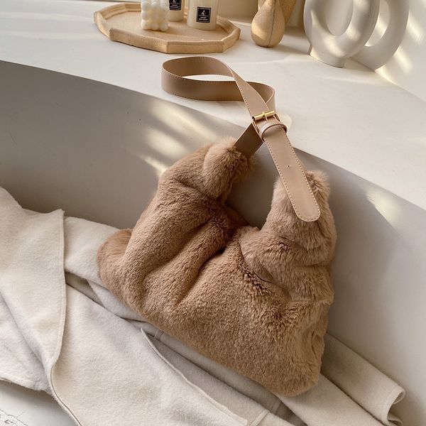 

fluffy bag for women 2020 big shopper shoulder tote crossbody shopping vintage fashion designer luxury sling saddle korean bags c1223