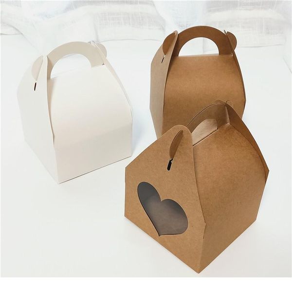 

20pcs/lot large kraft paper gift box with handle wedding birthday white cardboard cake box black cupcake box for packagi sqcbfi
