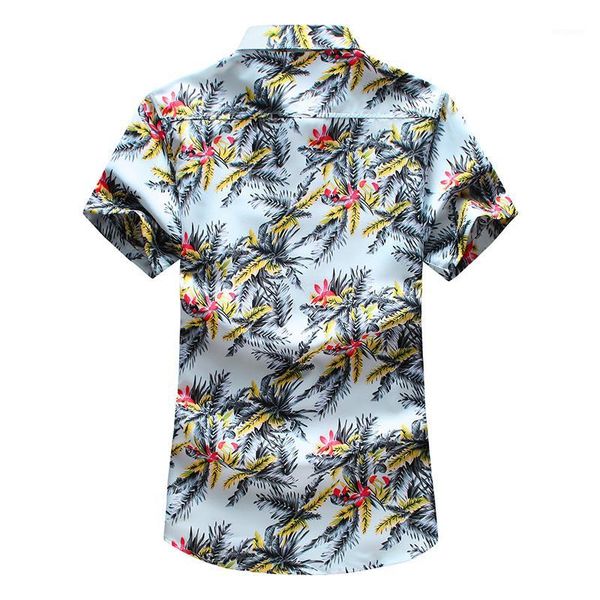 

plus size 5xl 6xl 7xl men's floral shirt 2020 summer new fashion casual hawaii short sleeve shirt male brand clothes1, White;black