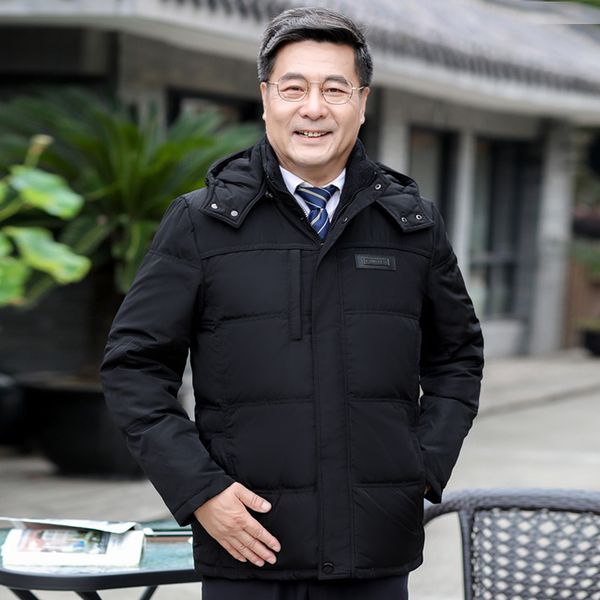 

off season down jacket for middle-aged and old men, Black;brown