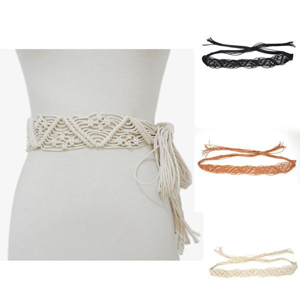 

luxure brand 2020 new solid color female belts 6cm wide wax string girdle hand-women waist rope ladies belt bg-1532, Black;brown