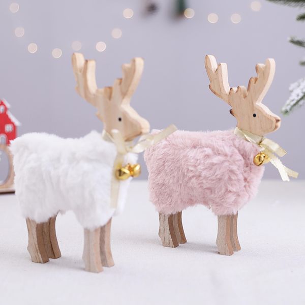 

under christmas decorations tree wooden imitation wool deer deskdecoration creative crafts