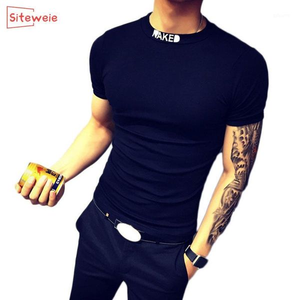 

siteweie new fashion clothing solid color t shirts men casual o-neck male tshirt student slim fit short sleeve t g2031, White;black