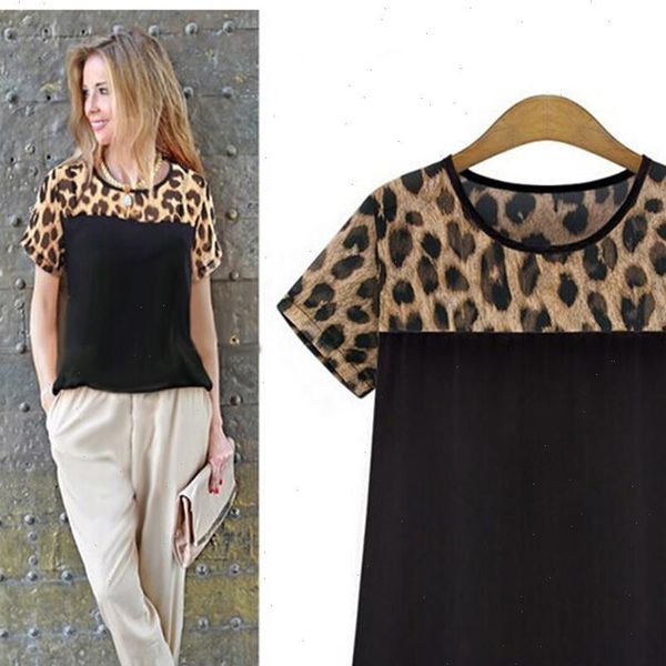 

mwwiiwwm summer style women clothing leopard chiffon blouse blusas femininas shirt camisas roupas femininas women, White