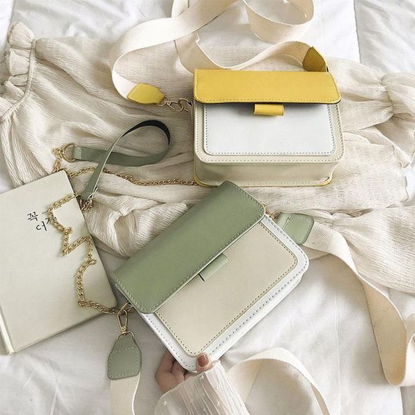 

women's bag 2020 casual all-match stitching color cover-style broadband chain temperament small fresh diagonal & shoulder bags
