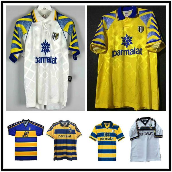 

01 02 03 parma retro soccer jersey 1995 1997 1998 1999 2000 home away 98 99 00 fuser 9 crespo 10 ortega 11 amoroso football shirt, Black;yellow