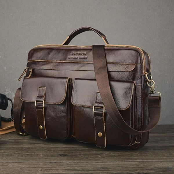 

real oil waxing cowhide briefcase genuine leather computer office bags for men lapbusiness work bag men handbag bolso hombre