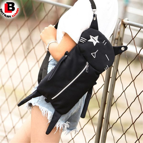 

women fashion funny cute handbag personality design black cat shape shoulder crossbody bag for female school messenger purse c0202