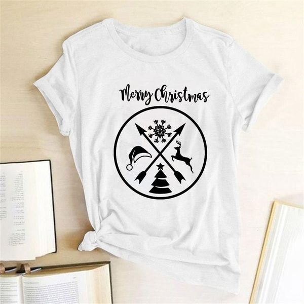 

merry christmas women t shirt harajuku graphic short sleeve o neck loose tshirt ropa mujer christmas clothes fashion tees, White