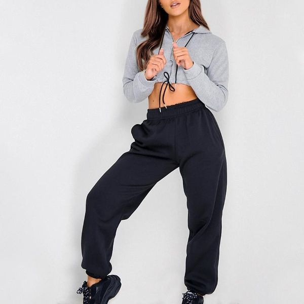 

running sets pullover collar zipper women two piece set autumn patchwork long sleeve and pant sport suit casual tracksuits1, Black;blue