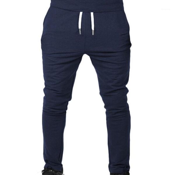 

men outdoor sports sweatpants running pants solid color drawstring long trousers1, Black