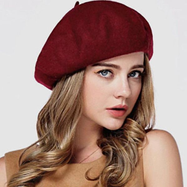 

beanie/skull caps fashion personality trend hat women autumn and winter wool beret british three-dimensional painter woolen warm beret1, Blue;gray