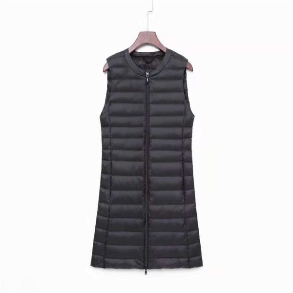 

newbang matt fabric ultra light down women's vest sleeveless white duck down vest women long warm vests windproof waitcoat lj201204, Black;white